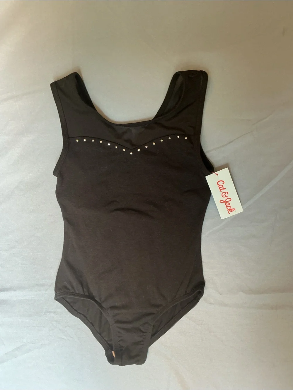 Cat & Jack Girls' Black One-Piece Leotard with Stud Detail size 8